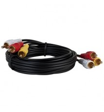 6' 3 RCA (M) to 3 RCA (M) Composite Video/Audio Cable w/Gold-Plated Connectors (Black)