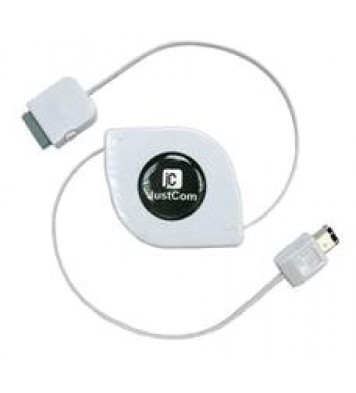 53" JustCom RL3W-IFWM-135 Retractable 6-pin FireWire Cable for iPod (White) 