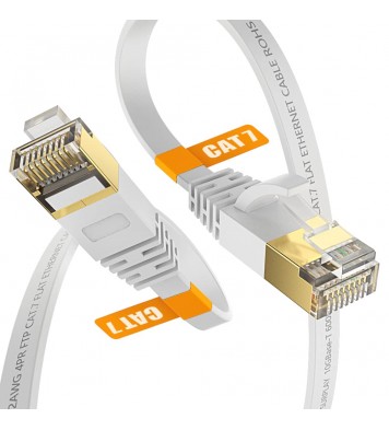 Cat7 Ethernet Cable 25FT-White-10Gbps Shielded and GND