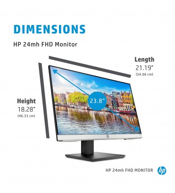 HP 24mh FHD Monitor - Computer Monitor with 23.8-Inch IPS Display (1080p)