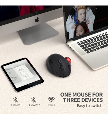 2.4G+Dual Bluetooth Wireless Trackball Mouse