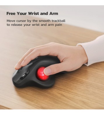 Wireless Trackball Mouse, Rechargeable Ergonomic Mouse